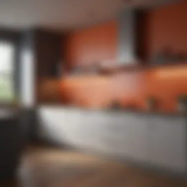 Chic kitchen with bold color accents and unique backsplash