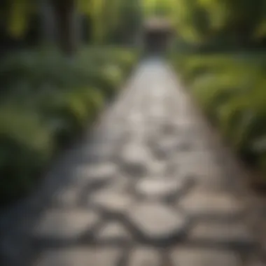 Stylish stone pathway along the property line