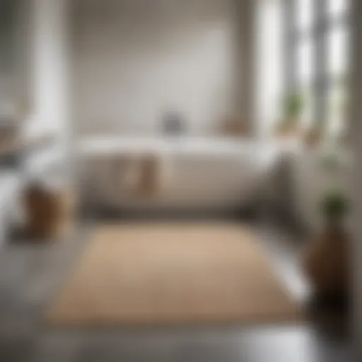 Elegant sisal bath mat with a minimalist design in a contemporary bathroom setting