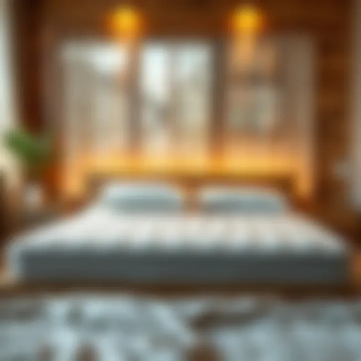 Illustration of a temperature-regulating mattress pad in a cozy bedroom setting