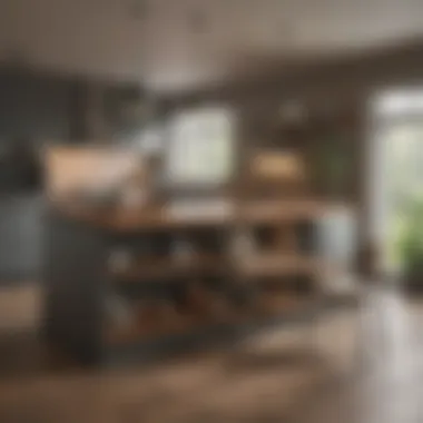 Cozy small kitchen with multifunctional dining island