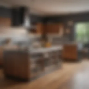 Stylish small kitchen island with unique materials