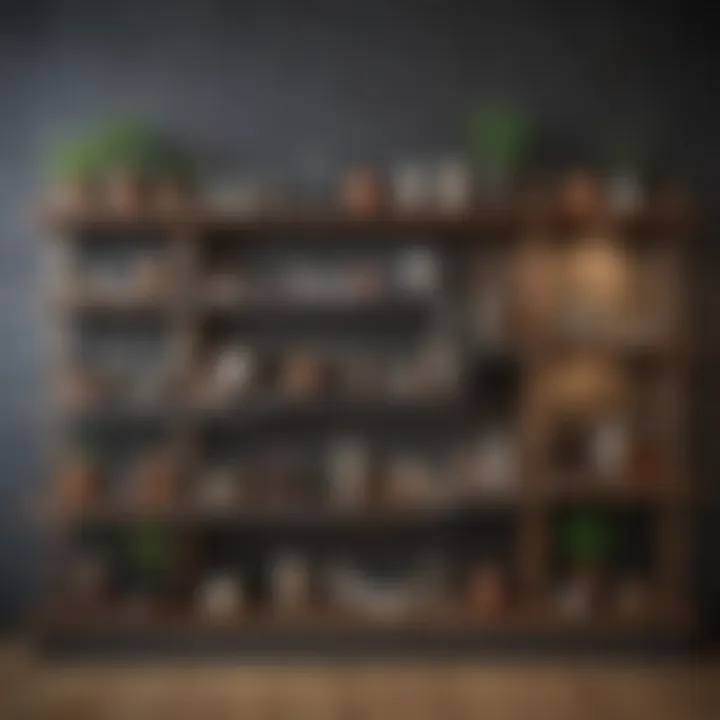 Variety of materials used in small shelf designs