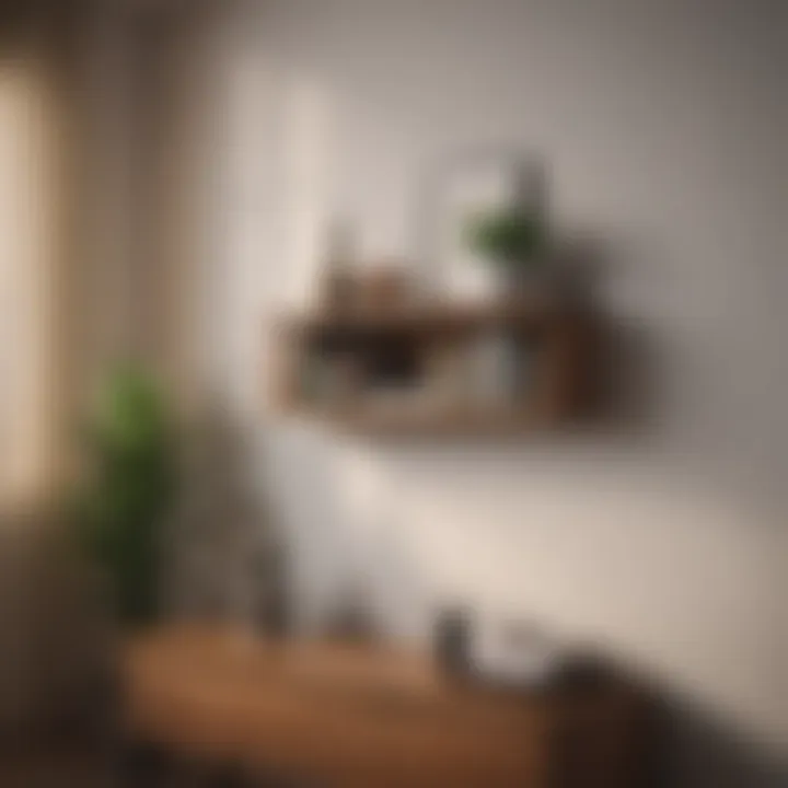 Modern small shelf integrated into living room decor