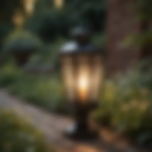 Elegant solar lantern illuminating a garden path