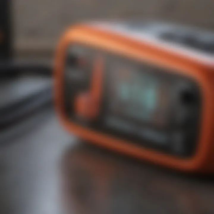 Close-up of a powerful battery indicator on a cord-free vacuum cleaner.