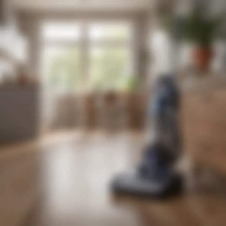 Innovative features of a cord-free vacuum cleaner showcased on a kitchen table.