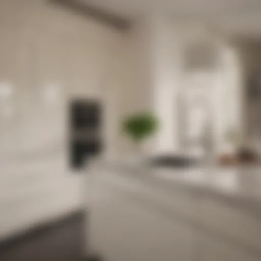 Elegantly designed eggshell kitchen cabinets showcasing a minimalist aesthetic