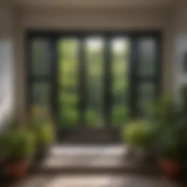 Stylish Black Shutters and Vibrant Garden View Stylish black shutters framing a vibrant garden view