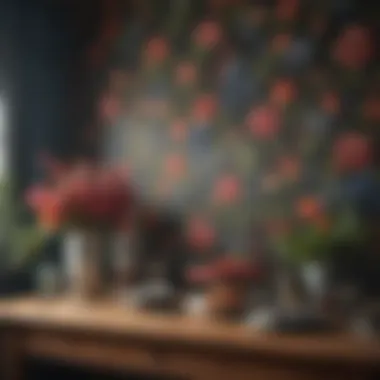 Vibrant color palette of floral patterns in interior setting