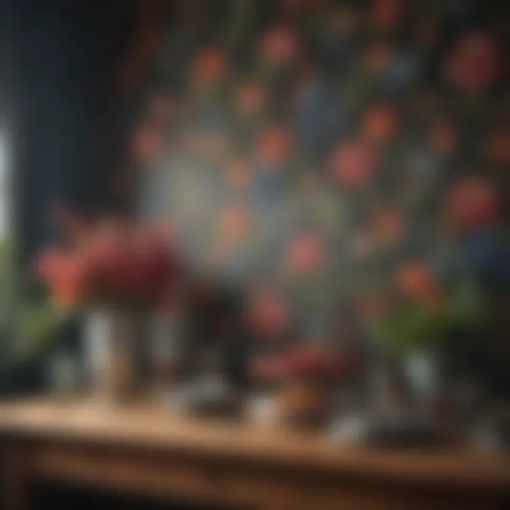Vibrant color palette of floral patterns in interior setting
