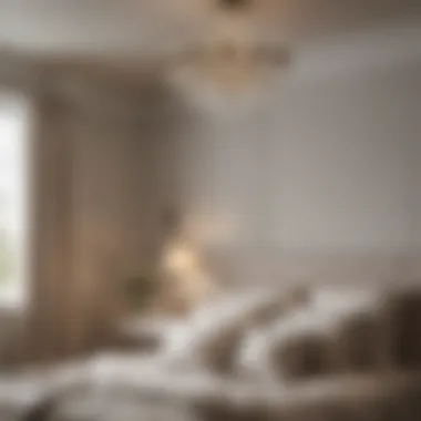 Soft Light Serenity Chic chandelier with soft lighting complementing a serene bedroom