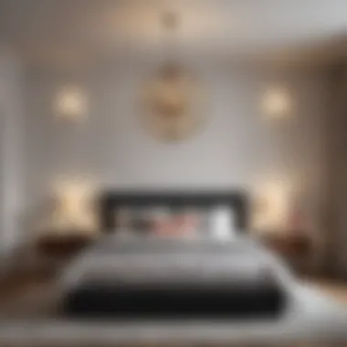 Sleek Geometry in Illumination Modern chandelier featuring geometric design in a stylish bedroom