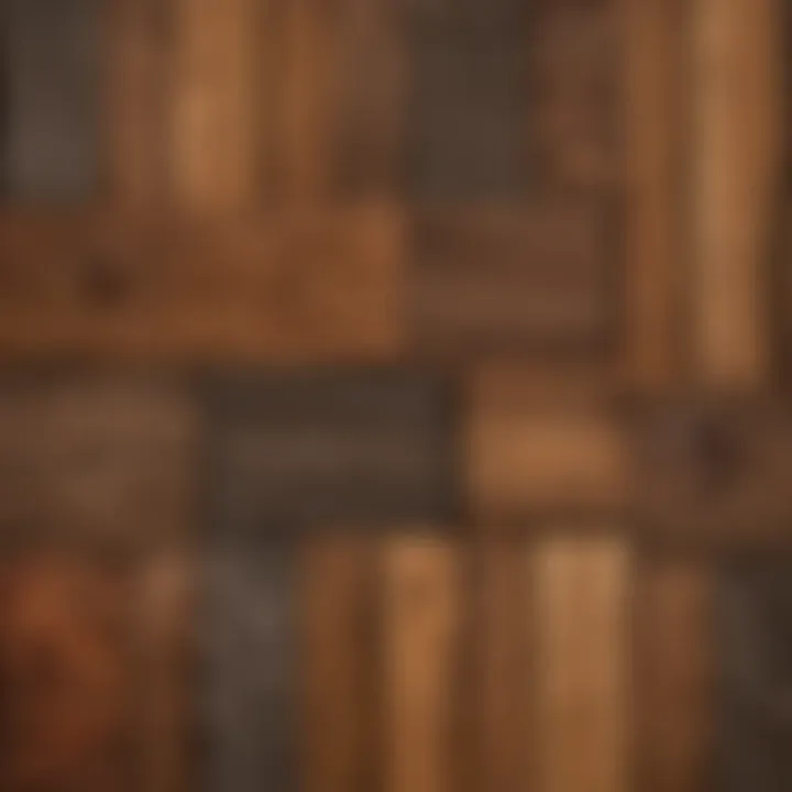 Different wood types displayed with distinct textures and colors