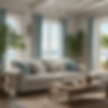 Chic Coastal Living Room Elegant beach cottage couch with coastal decor