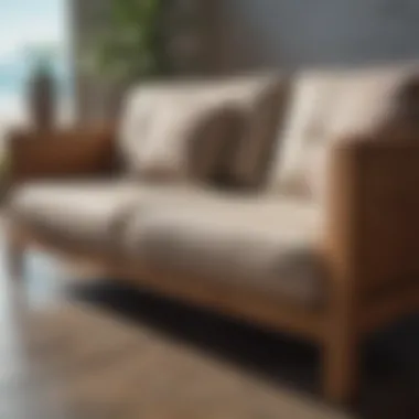A variety of materials used in beach cottage couches