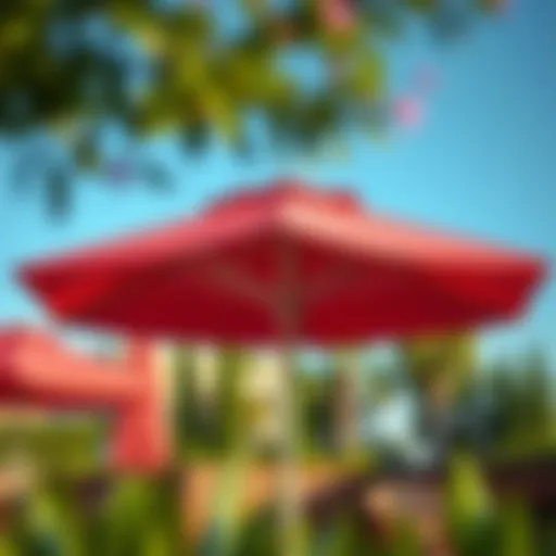 Elegant 7 ft patio umbrella showcasing vibrant colors and patterns