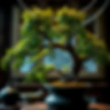 Artistic depiction of a majestic bonsai tree showcasing intricate foliage