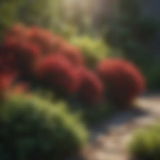 Vibrant shrubs basking in morning sunlight
