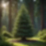 A majestic spruce tree in a serene garden setting