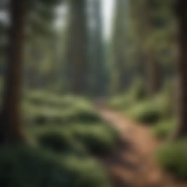 A landscape design featuring a cluster of various spruce tree species