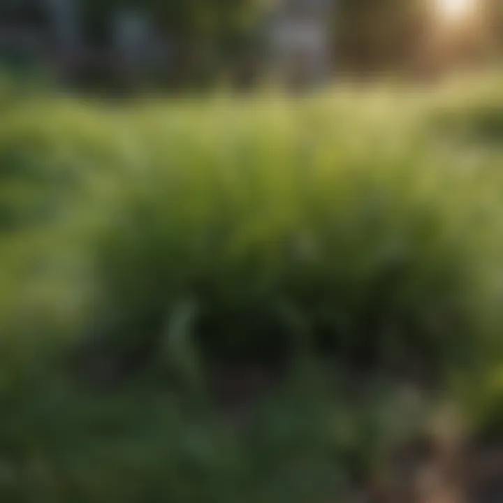 Diverse grass species in a healthy lawn