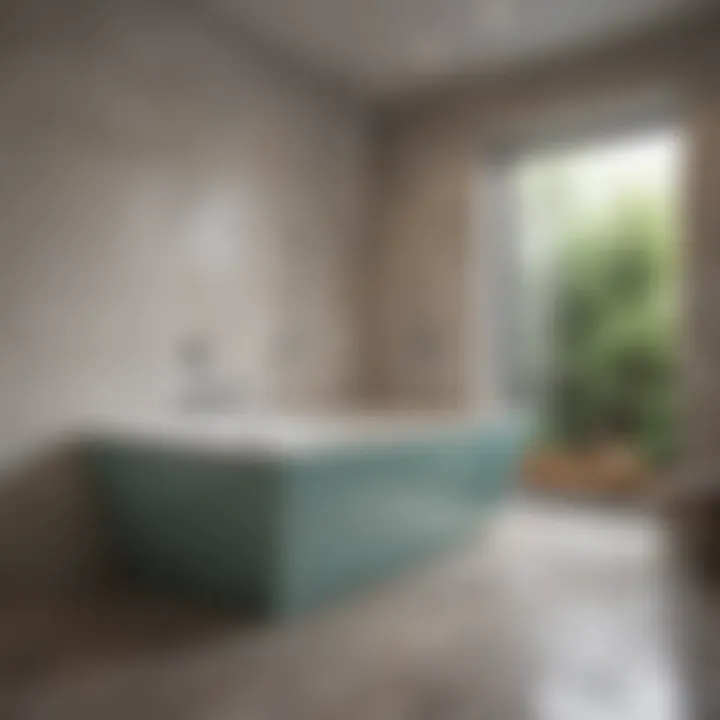 Detailed view of wet room tub installation