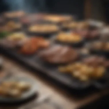 Exquisite Grilled Culinary Creations An array of grilled dishes displayed on a table