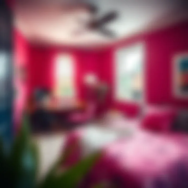 A vibrant small bedroom with bold accents, demonstrating energy and creativity.