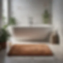 Sophisticated small space bath mat in modern bathroom setting