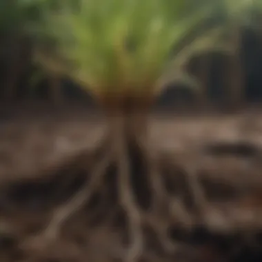 Healthy Plant Roots and Water Importance A close-up view of healthy plant roots in moist soil, illustrating the importance of water for plant vitality