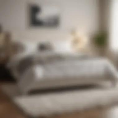 Cozy bedroom featuring a plush white bedside rug