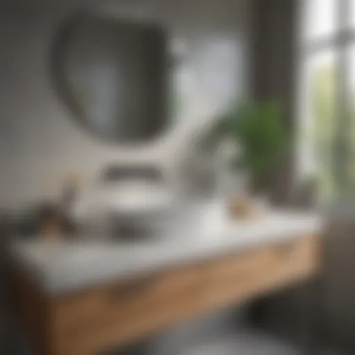 Elegant shallow vanity top in a modern bathroom setting