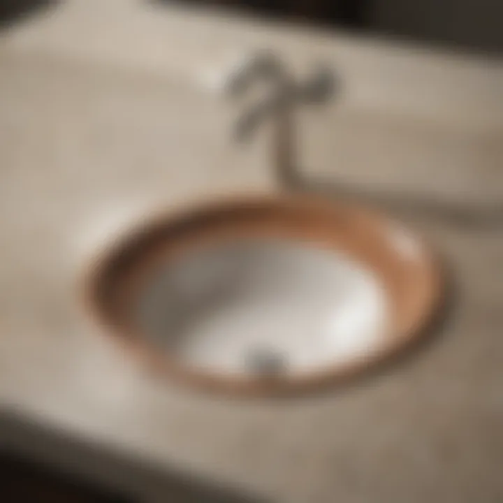 Close-up of materials used for shallow vanity tops showcasing textures