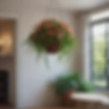 Stylish Indoor Decor Featuring Hanging Basket Stylish indoor setting showcasing a 9 inch hanging basket as part of the decor
