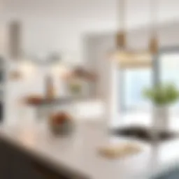 Elegant kitchen showcasing zinc countertops with modern decor