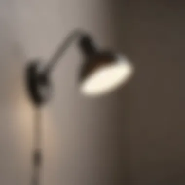 Close-up of technical components of a wall task lamp