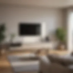 Minimalist living room with neutral tones and sleek furniture