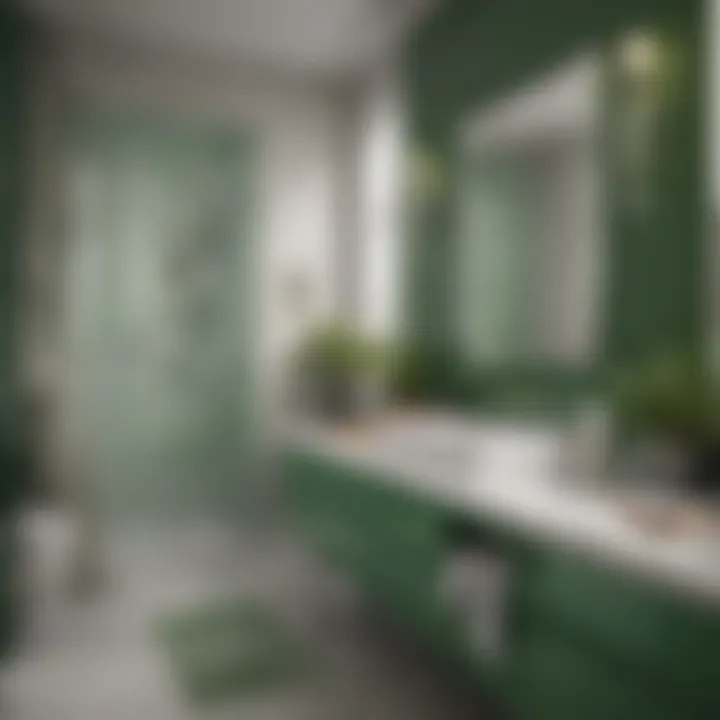 Elegant green and white bathroom featuring modern fixtures