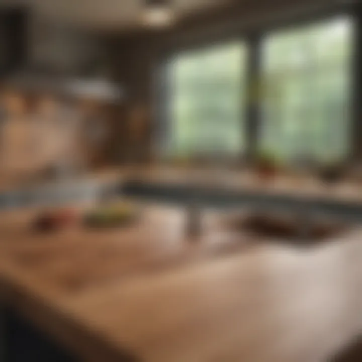 Stylish butcher block countertop in a contemporary kitchen