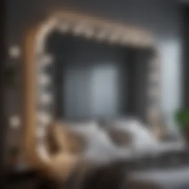 Reflective Elegance A wall adorned with various mirrors creating an illusion of space and light in a stylish bedroom.