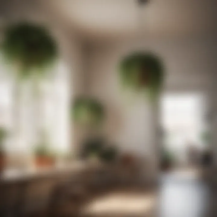 A minimalist living space adorned with unique hanging plants enhancing the interior design.