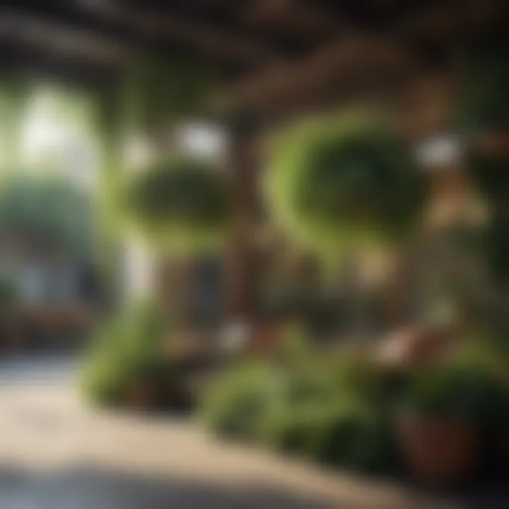 A vibrant outdoor setting featuring unusual hanging plants that add life to the environment.