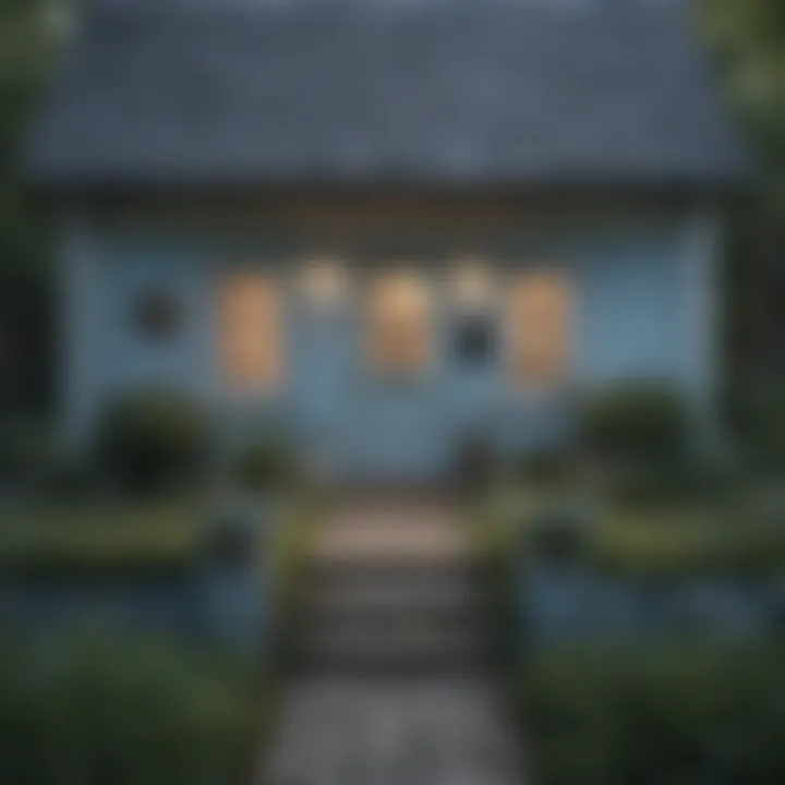 Charming cottage showcasing a calming blue exterior