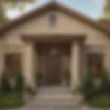 Elegant home facade painted in a warm beige shade