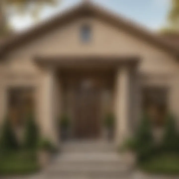 Elegant home facade painted in a warm beige shade