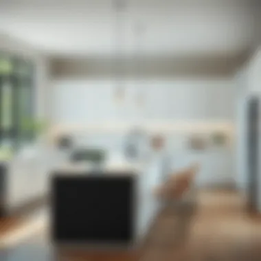 Contemporary Kitchen Layout Modern kitchen layout featuring a 30-inch island