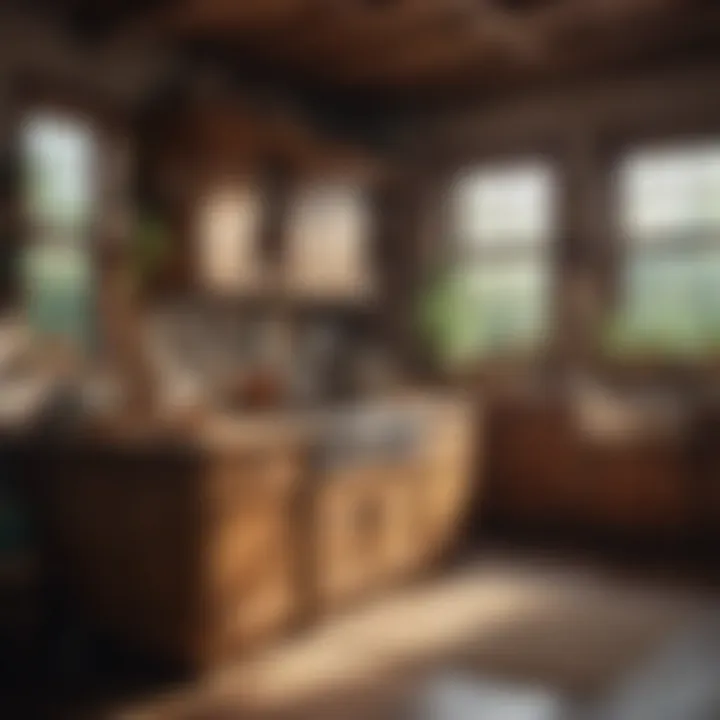 Charming rustic kitchen featuring vintage wooden cabinets