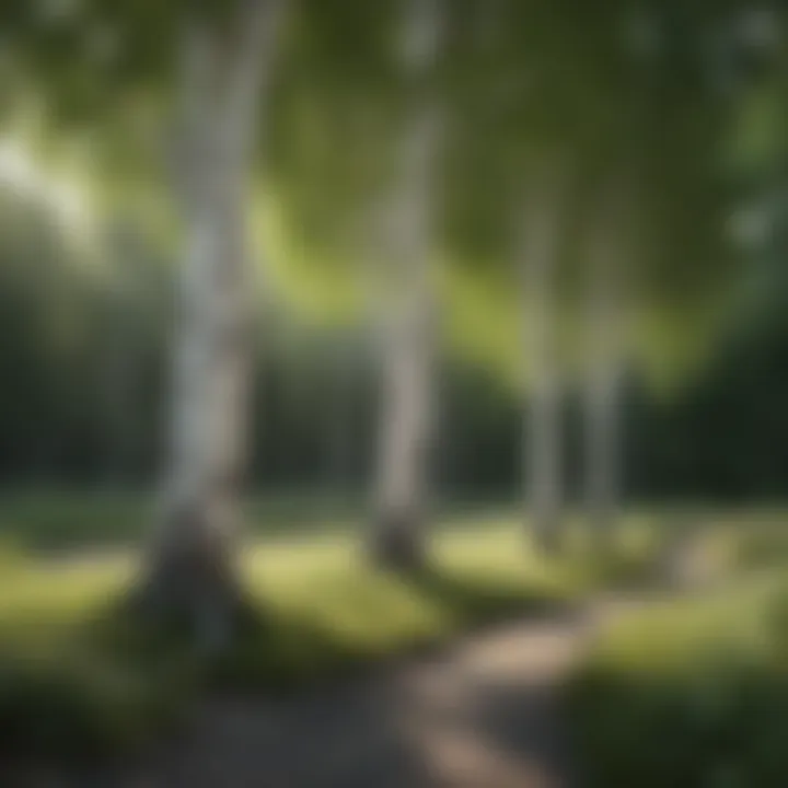 Illustration of ideal growing conditions for white clump birch trees