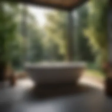 Luxurious Bathtub in a Natural Setting Stylish farmhouse bathtub surrounded by natural materials